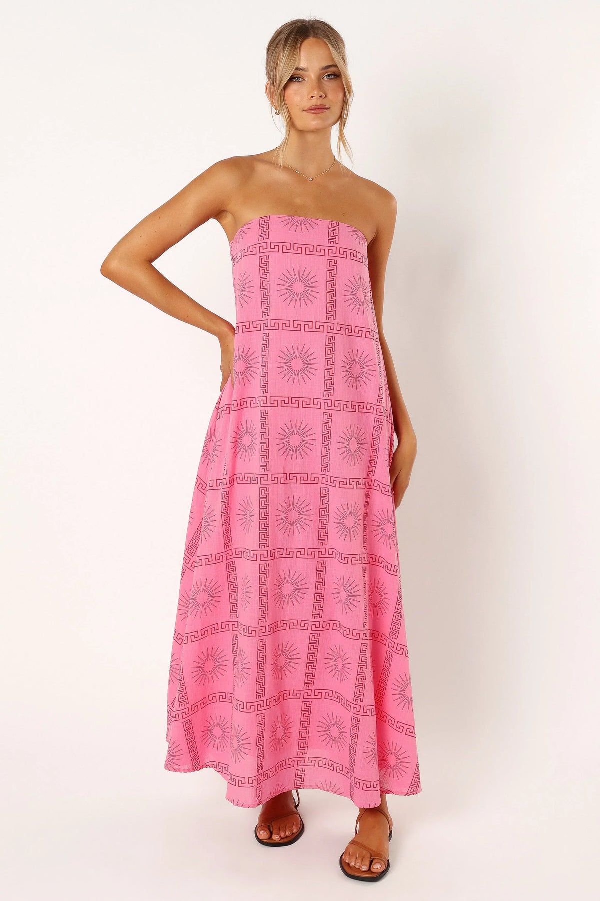 Soph Strapless Maxi Dress - Pink Red