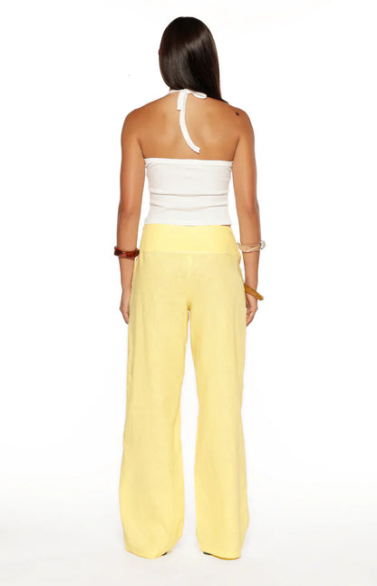 Alamara Yellow Floral Detail Wide Leg Pants