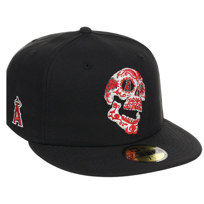 Anaheim Angels Crown the City New Era 59FIFTY Skull (Black/Black/Gray)
