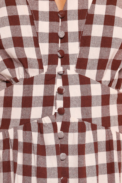 Robinson Maxi Dress - Brown Gingham
