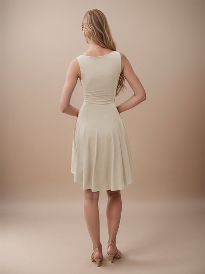 High-Low Round Neck Sleeveless Mini Dress