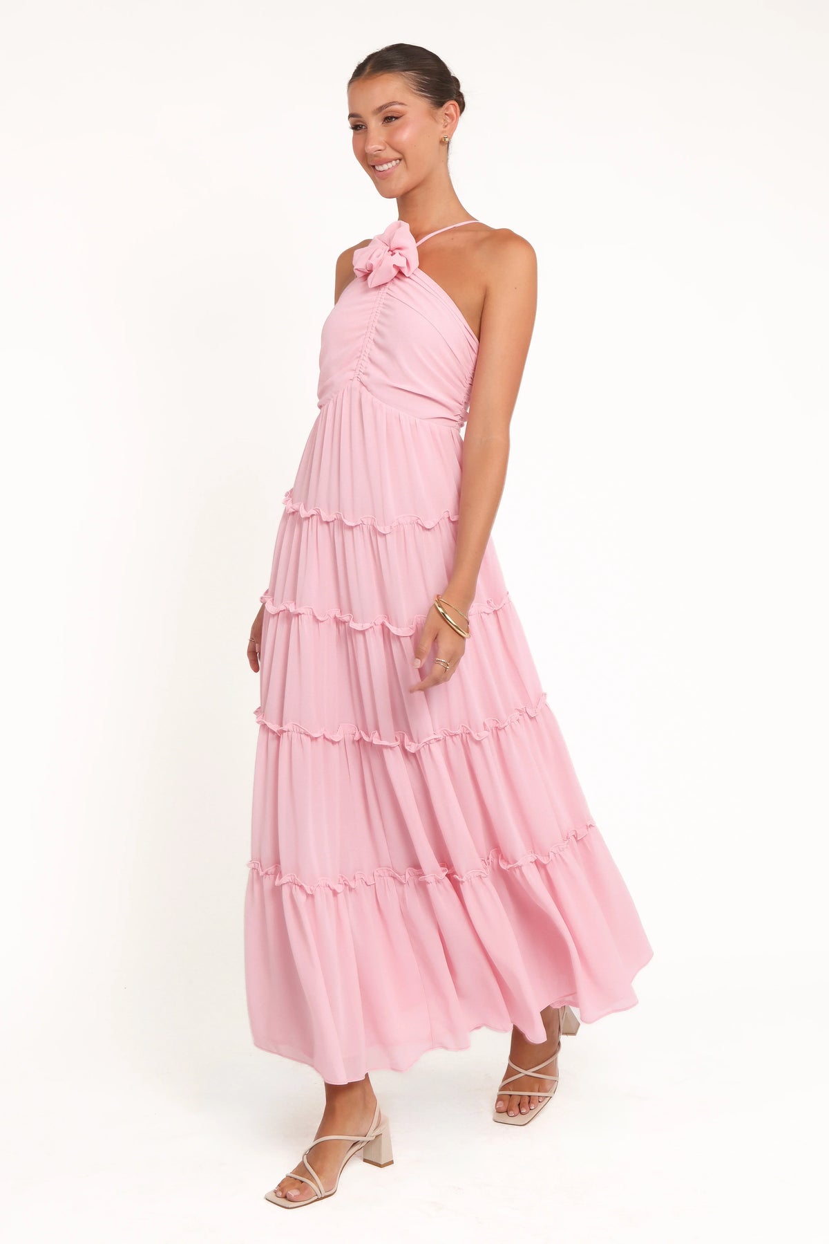 Dottie Halterneck Maxi Dress - Pink