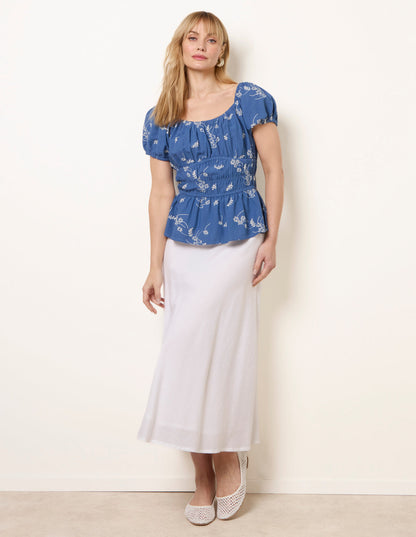 Embroidery Peplum Blouse