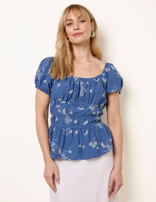 Embroidery Peplum Blouse