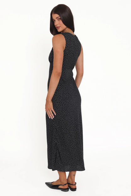 Mirae Maxi Dress - Black Polka Dot