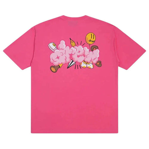 Drew House Doodle Joy SS Tee Hot Pink