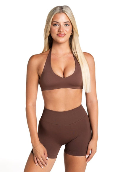 Dynamic Staple Halter Crop - Mocha Brown - Kikiva Collection