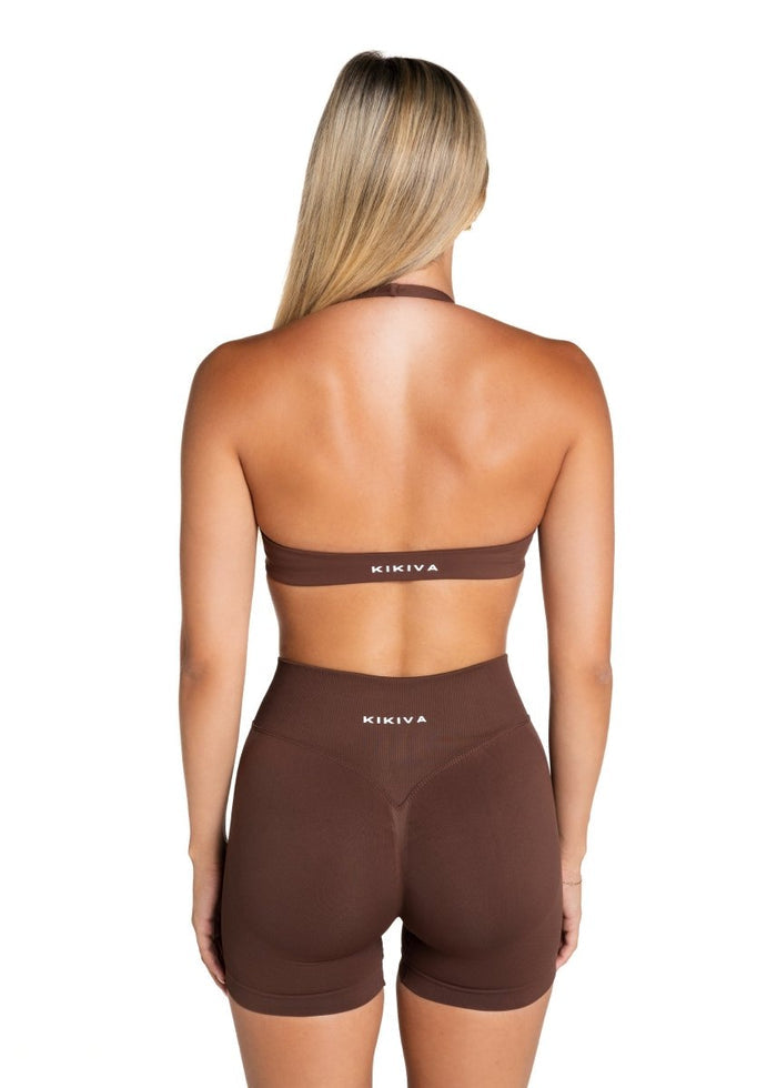 Dynamic Staple Halter Crop - Mocha Brown - Kikiva Collection