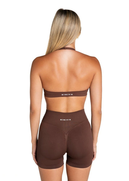 Dynamic Staple Halter Crop - Mocha Brown - Kikiva Collection