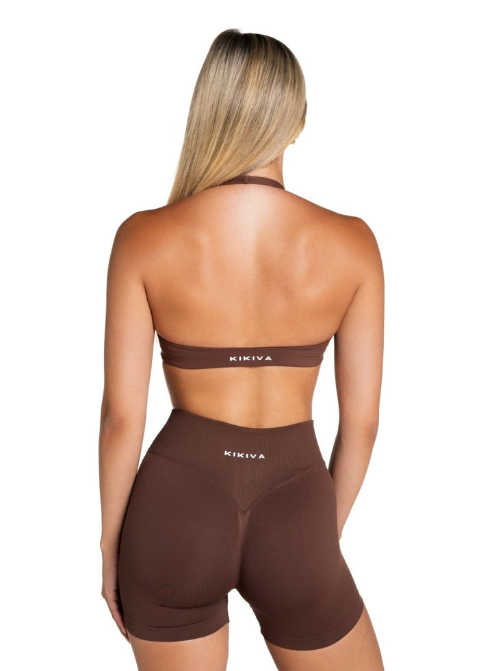 Dynamic Staple Halter Crop - Mocha Brown - Kikiva Collection