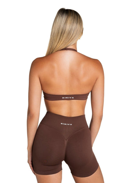 Dynamic Staple Halter Crop - Mocha Brown - Kikiva Collection