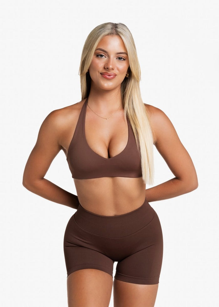 Dynamic Staple Halter Crop - Mocha Brown - Kikiva Collection