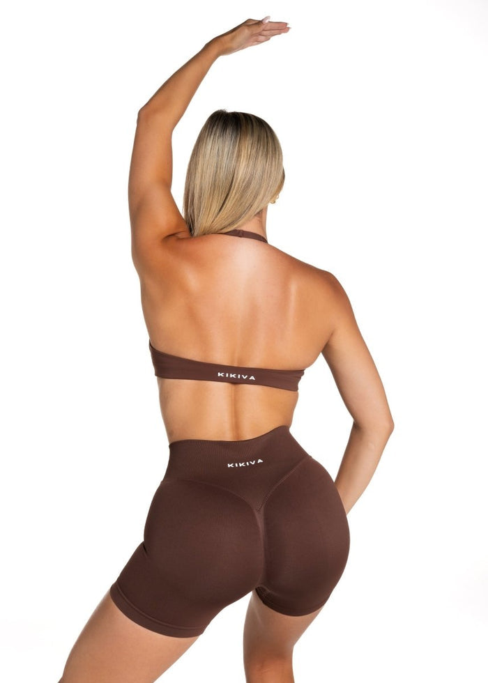 Dynamic Staple Halter Crop - Mocha Brown - Kikiva Collection