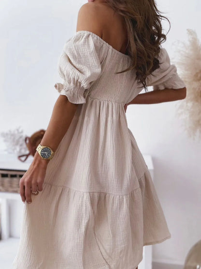Smocked Off-Shoulder Mini Dress