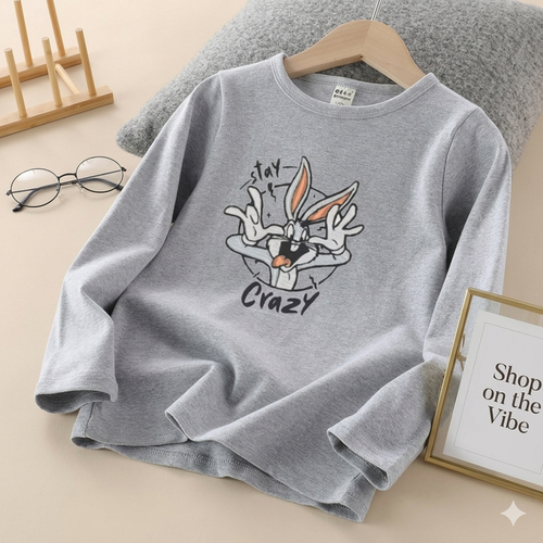 GREY FULL SLEEVE TEE STAY CRAZY
