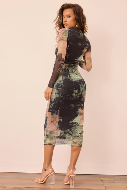 Nature Of Art Midi Dress - Olive