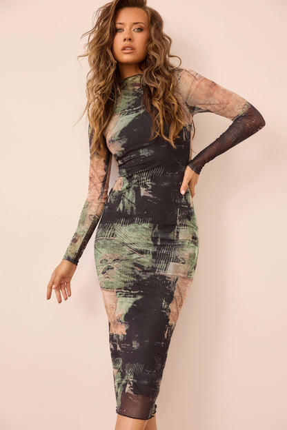 Nature Of Art Midi Dress - Olive
