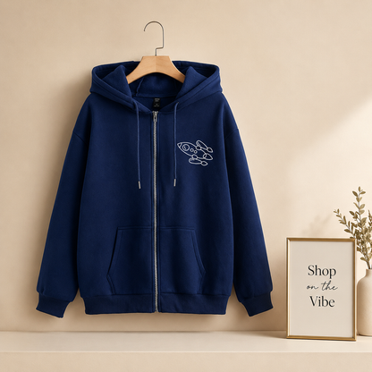 NAVY BLUE ZIPPER HOOD POCKET ROCKET