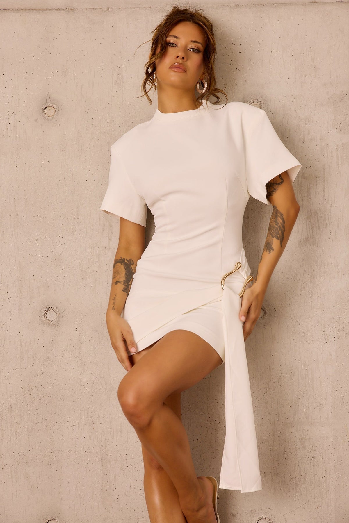 Noir Nights Woven Mini Dress - Ivory