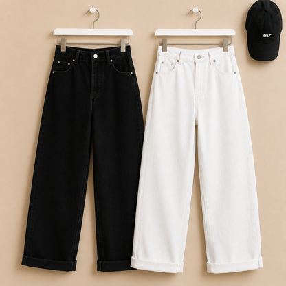 PACK OF 2 WIDE LEG JEANS (BLACK AND WHITE)