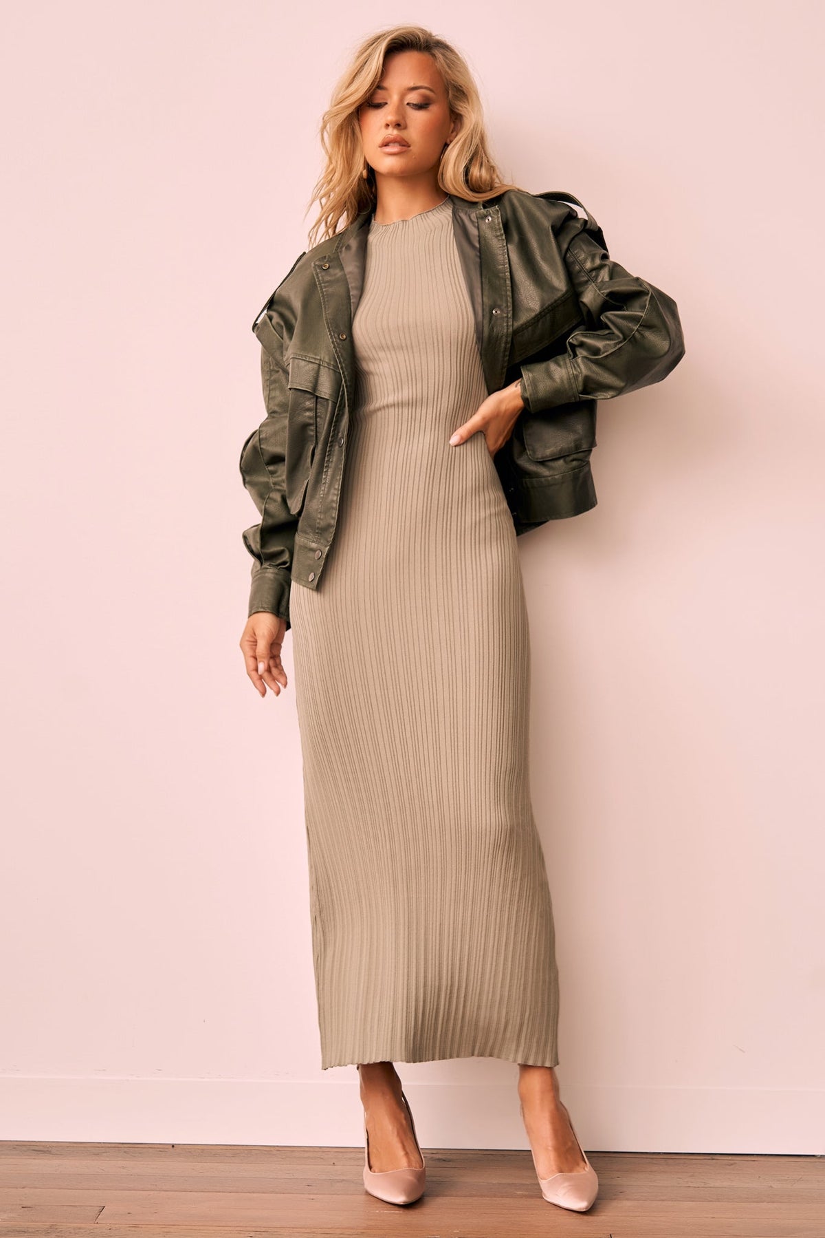 Penny Vegan Leather Jacket - Moss