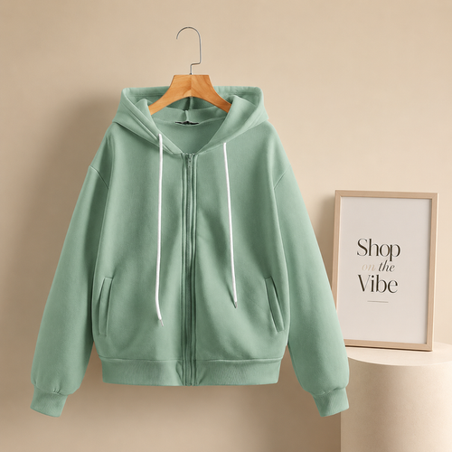 SEA GREEN ZIPPER HOOD