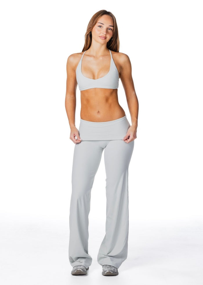 TALL Fold Over 'Flow' Flares - Light Grey - Kikiva Collection