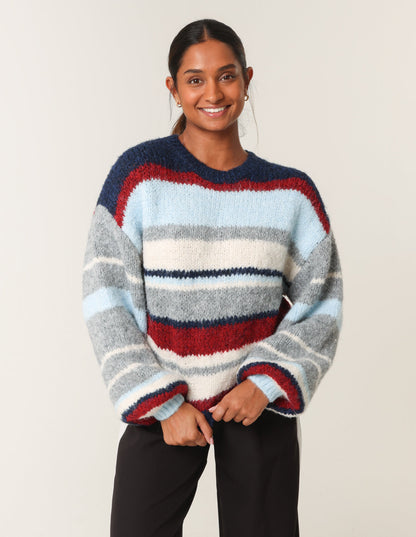 Colourful Block Horizontal Stripes Jumper