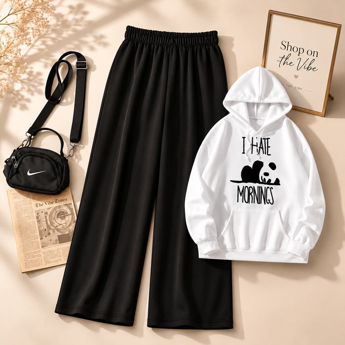 WHITE HOOD I HATE MORNING WITH BLACK FLAPPER