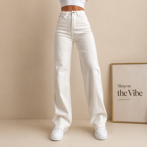 WHITE WIDE LEG JEANS